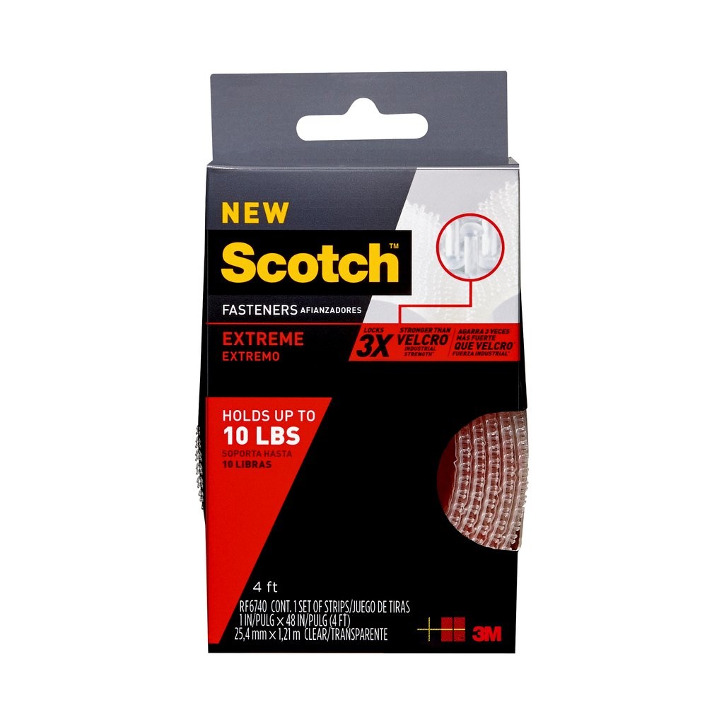 Scotch 1 Clear Extreme Fasteners - 10 ft