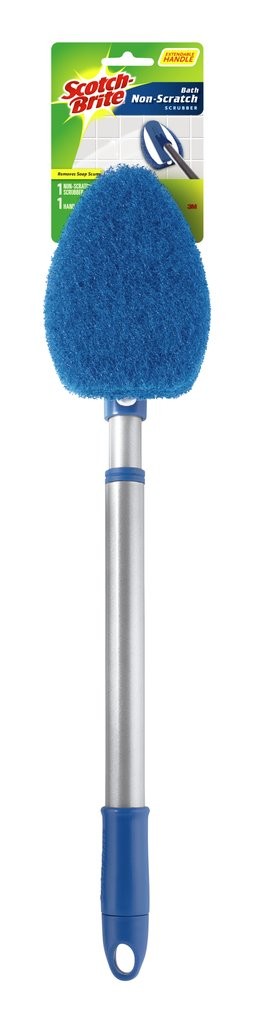 3M Scotch-Brite Utility Scrub Brush with Handle Heavy Duty Bristles Non Scratch, 2-Pack, Blue