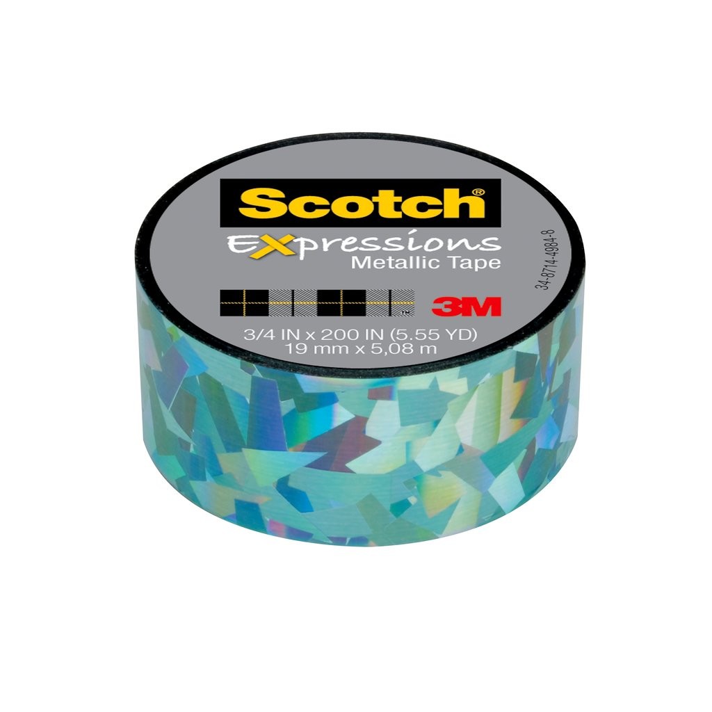 Scotch® Expressions Metallic Tape C414-P6, 3/4 in x 200 in (19 mm x 5,08 m)  Teal Crystals - Office, Stationery, and Mailing Products - Other