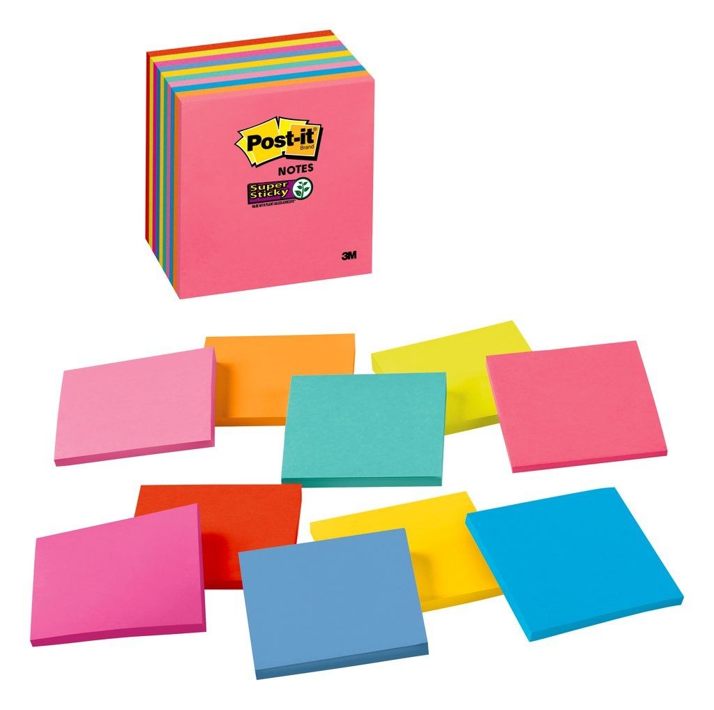 Post-it® Super Sticky Notes, 3345-10SSMX, 3 in x 3 in (76 mm x 76 mm) - Post-It  Notes