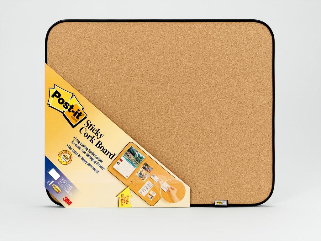 Post-it® Sticky Cork Board 558-BBS 18 in x 22 in with Command Fasteners