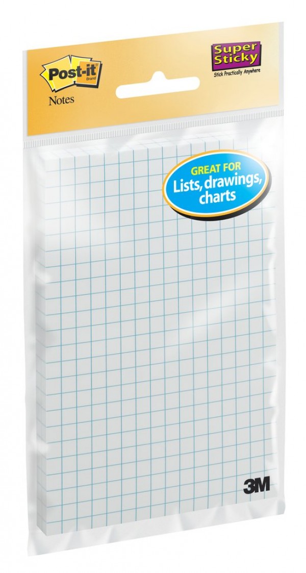 Post-it® Super Sticky Notes on Grid Paper 4621-2SSGRID, 2 Pads/Pack -  Post-It Notes