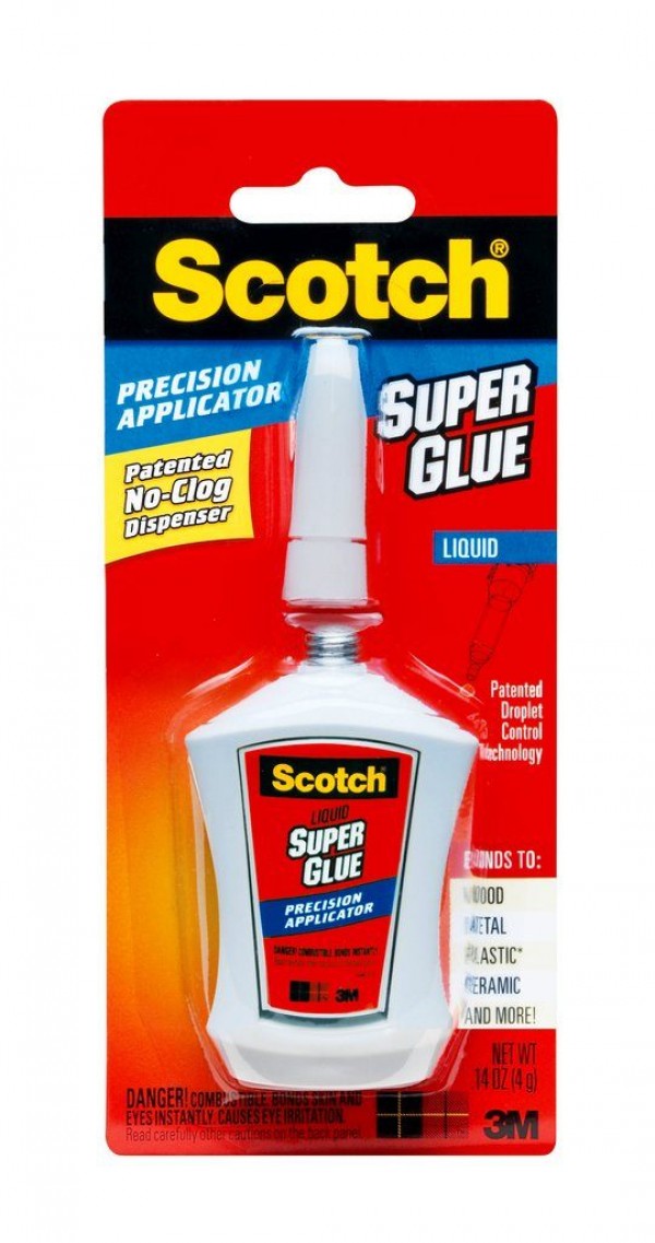 Scotch® Super Glue Liquid in Precision Applicator, AD124, .14 oz (4 g)