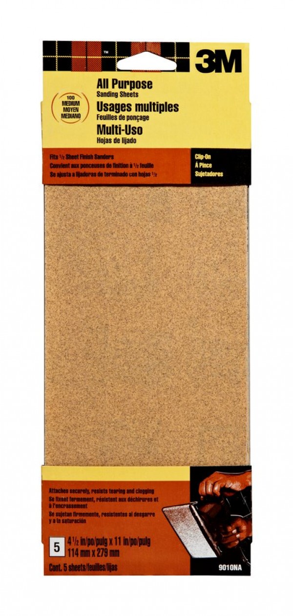 3M™ Sandpaper 9010NA, 4.5 in x 11 in, Aluminum Oxide Medium Grit