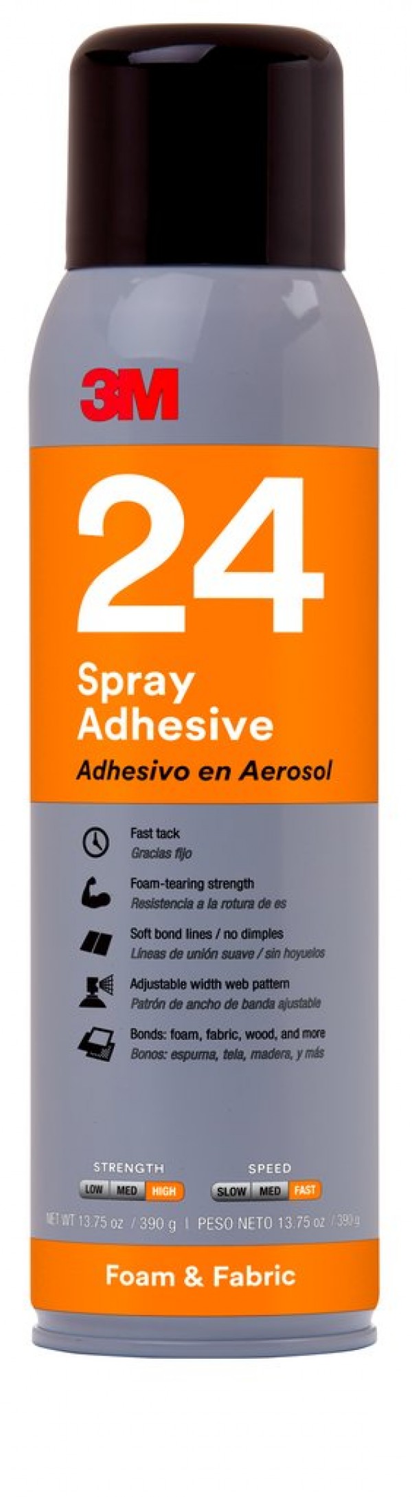 3M™ Foam & Fabric 24 Spray Adhesive Orange, Net Wt 13.8 oz, 12 cans per case