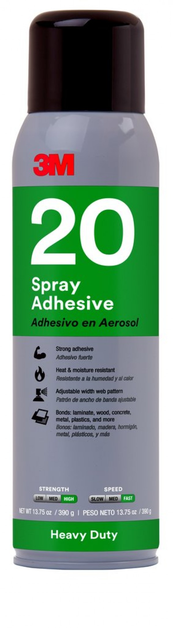 3M™ Heavy Duty 20 Spray Adhesive Clear, Net Wt 13.8 oz, 12 cans per case