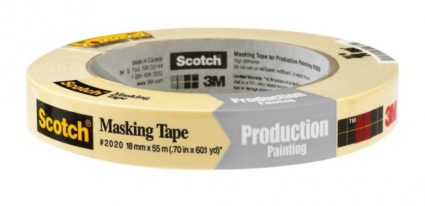 Scotch® General Purpose Masking Tape 2020-18A, .70 in x 60.1 yd (18 mm x 55 m), 1 Roll/Pack