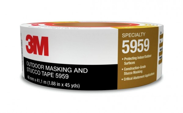 3M™ Outdoor Masking and Stucco Tape 5959, Red, 48 mm x 41.1 m, 12.0 mil, 12  per case, Conveniently Packaged