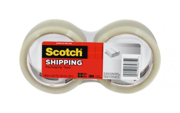 Scotch® Lightweight Shipping Packaging Tape, 3350-2, 1.88 in x 54.6 yd (48 mm x 50 m), 2 pack