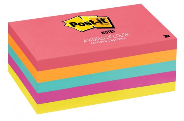 Post-it® Notes 655-5PK, 3 in x 5 in (76 mm x 127 mm) Cape Town Collection