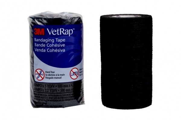 3M™ VetRap™ Bandaging Tape 1410BK-LFHT, 4 in x 5 yd (100 mm x 4,5 m) Latex Free, Hand Tear