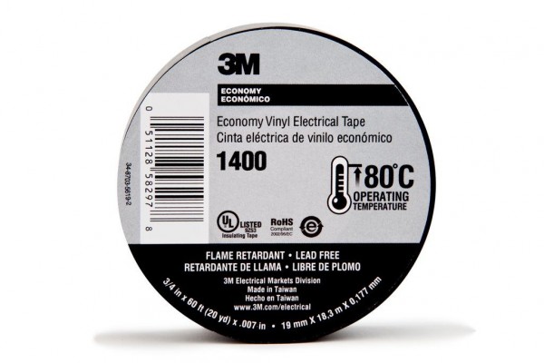 3M™ Economy Vinyl Electrical Tape 1400, 3/4 in x 60 ft, Black