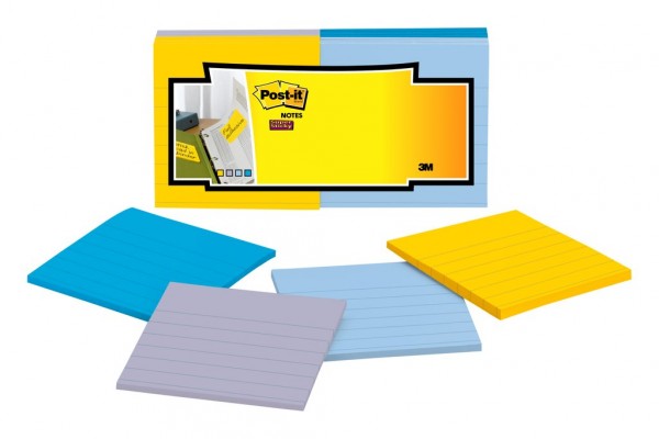 Post-it® Super Sticky Full Adhesive Notes F330-12SSAL Assorted Lined Pastel  Colors - Post-It Notes