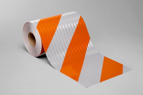 3M™ Flexible Prismatic Reflective Barricade Sheeting 3336R Orange/White, 7 3/4 in x 50 yd
