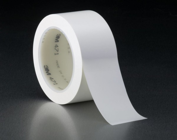 3M™ Vinyl Tape 471 White, 1/2 in x 36 yd 5.2 mil, 72 per case Bulk