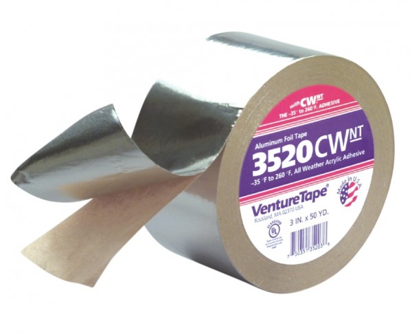 3M™ Venture Tape™ Aluminum Foil Tape 3520CW Natural Aluminum, 55 in x 250 yd 2.0 mil, 1 per case