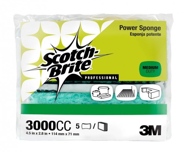 Scotch-Brite™PowerSponge3000CC,2.8in x 4.5in,5/pk,12 pks/cs