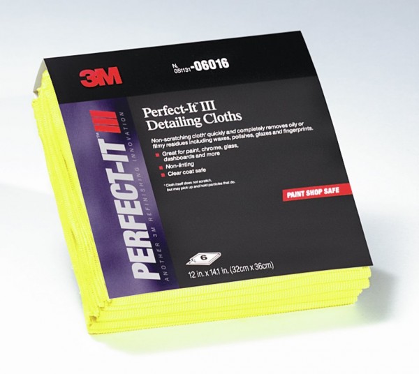 3M™ Perfect-It™ Detailing Cloths - Yellow, 6 cloths per pack,