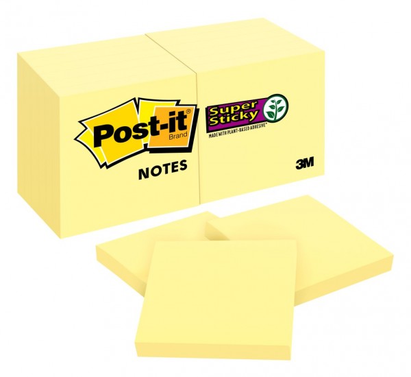 Post-it® Super Sticky Notes 622-12SSCY, 1 7/8 in x 1 7/8 in (47,6 mm x 47,6 mm)