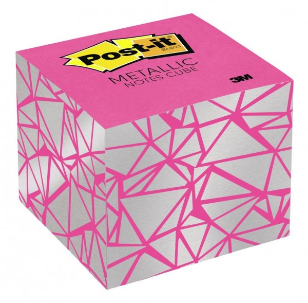 Post-it® Notes Cube, 2027-SLV-PGEO, 2.75 in x 2.75 in (76 mm x 76 mm)