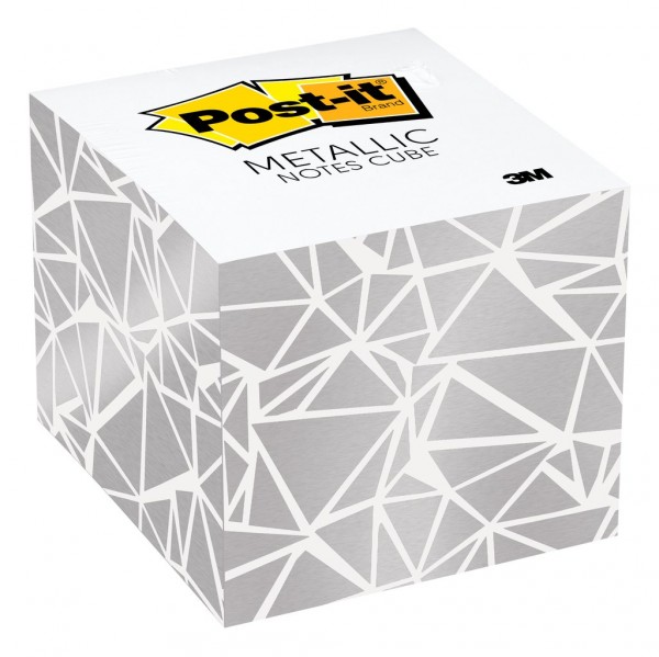 Post-it® Notes Cube 2027-SLV-WGEO, 2.625 in x 2.625 in (66,675 mm x 66,675 mm)