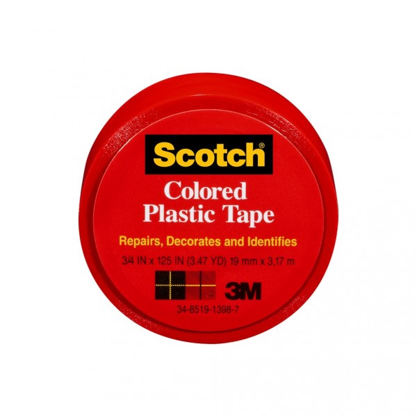 Scotch® Colored Plastic Tape 190RD, 3/4 in x 125 in (19 mm x 3,17 m)