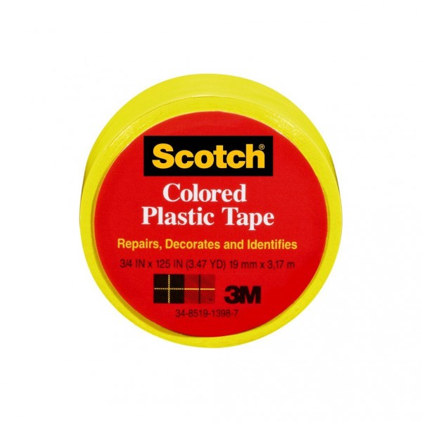 Scotch® Colored Plastic Tape 190YL, 3/4 in x 125 in (19 mm x 3,17 m)