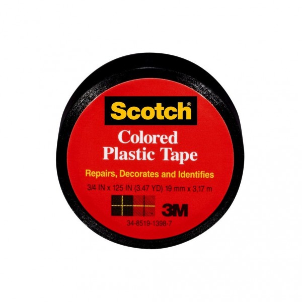Scotch® Colored Plastic Tape 190BK, 3/4 in x 125 in (19 mm x 3,17 m)