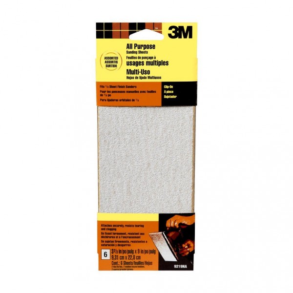 3M™ Sandpaper Sheets 9219NA, Assorted Grit 3 2/3 in x 9 in