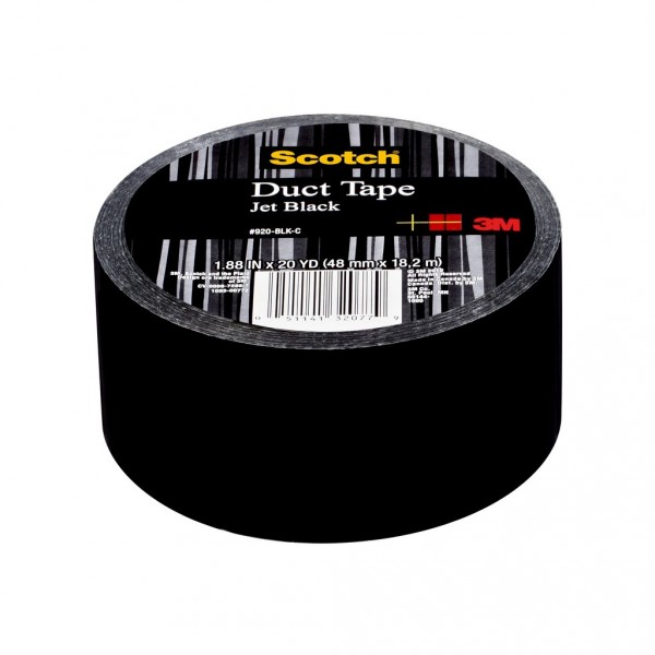 Scotch® Duct Tape, 920-BLK-C, 1.88 in x 20 yd (48 mm x 18,2 m) Black, 6 rls/cs