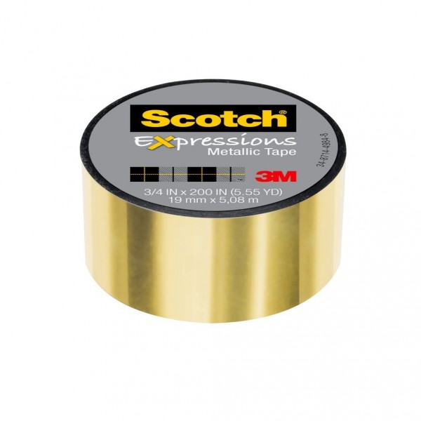 Scotch® Expressions Metallic Tape C414-GLD, 3/4 in x 200 in (19 mm x 5,08 m) Gold