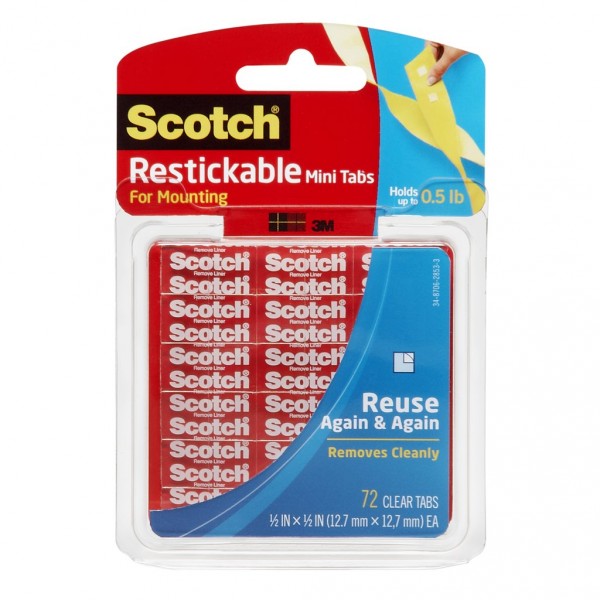 Scotch® Restickable Mini Tabs, R103, .5 in, 72 Squares