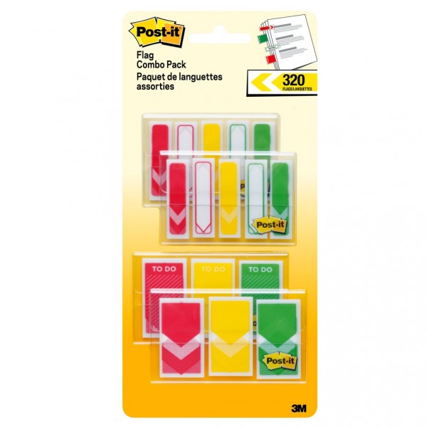 Post-it® Flags 682-RYG-VA Combo Pack, .47 in x 1.7 in flags and .94 in x 1.7 in flags