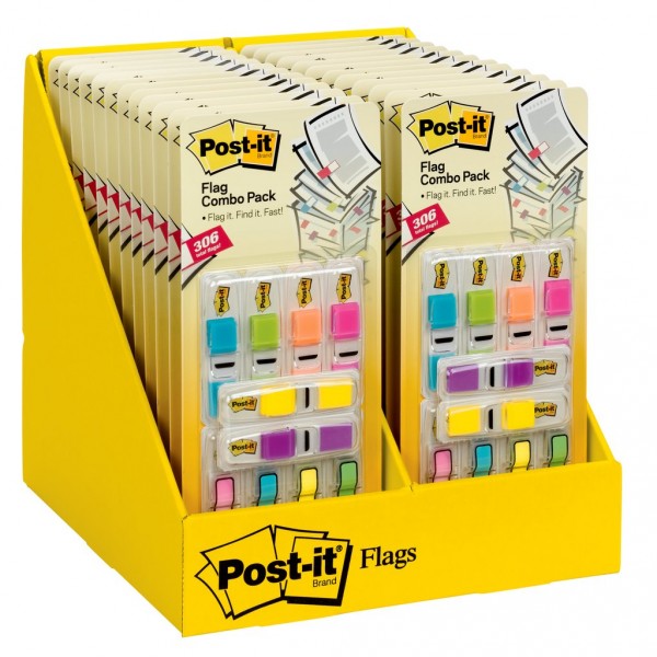 Post-it® Flags 683-Club, .47 in x 1.7 in (11,9 mm x 43,2 mm) Assorted Brights 306 Flags TTL 24 pk/cs