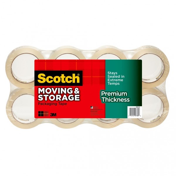 Scotch® Premium Thickness Moving & Storage Packaging Tape 3631-54-8, 1.88 in x 60 yd (48 mm x 54.8 m) Premium 8 Pack