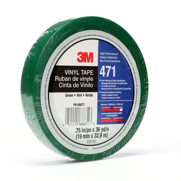 3M™ Vinyl Tape 471 Green, 1/8 in x 36 yd, 144 individually wrapped rolls per case Conveniently Packaged