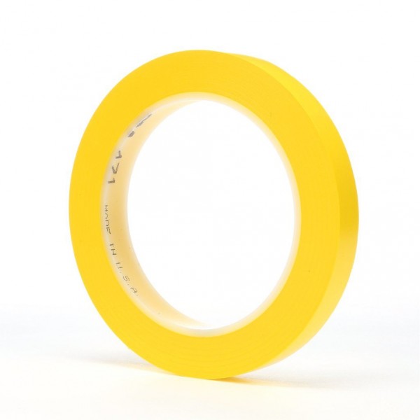 3M™ Vinyl Tape 471 Yellow, 1/2 in x 36 yd 5.2 mil, 72 per case Bulk