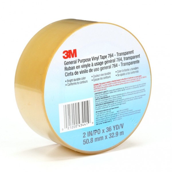 3M™ General Purpose Vinyl Tape 764 Transparent, 2 in x 36 yd 5.0 mil, 24 per case Bulk