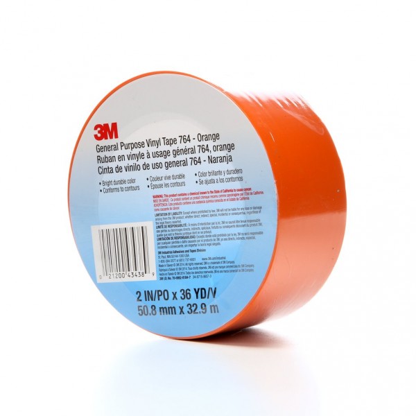 3M™ General Purpose Vinyl Tape 764 Orange, 2 in x 36 yd 5.0 mil, 24 per case Bulk