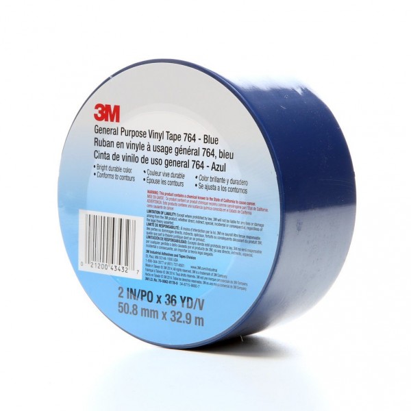 3M™ General Purpose Vinyl Tape 764 Blue, 2 in x 36 yd 5.0 mil, 24 per case Bulk