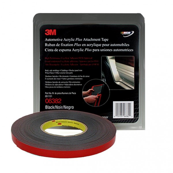 3M™ Acrylic Plus High-Bond Tape 06382 Black, 1/2 in x 20 yd, 12 rolls per case