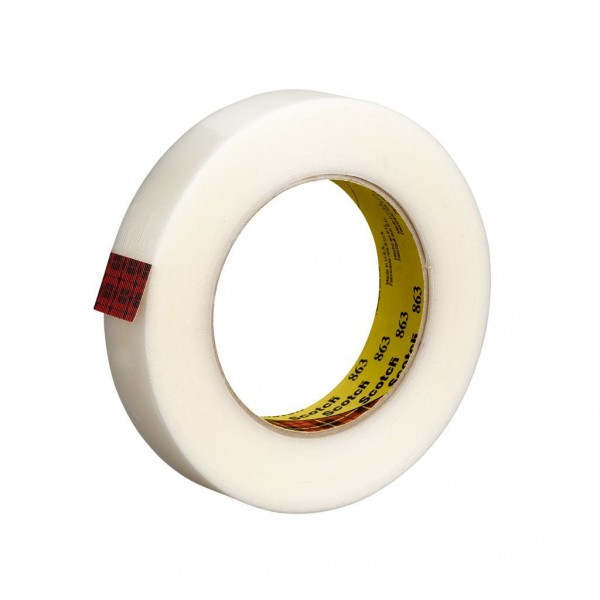 Scotch® Reinforced Strapping Tape 863 Clear, 12 mm x 55 m, 72 rolls per case