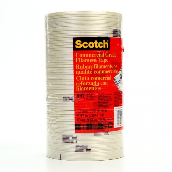 Scotch® Filament Tape 897 Clear, 12 mm x 55 m, 72 rolls per case