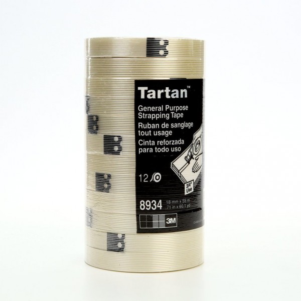 Tartan™ Filament Tape 8934 Clear, 18 mm x 55 m, 48 per case Bulk