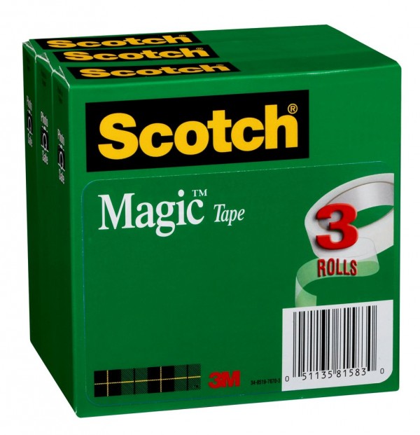 Scotch® Magic™ Invisible Tape 810-3PK, 3/4 in x 36 yd x 0 in (19 mm x 32,9 m) 3 Pack