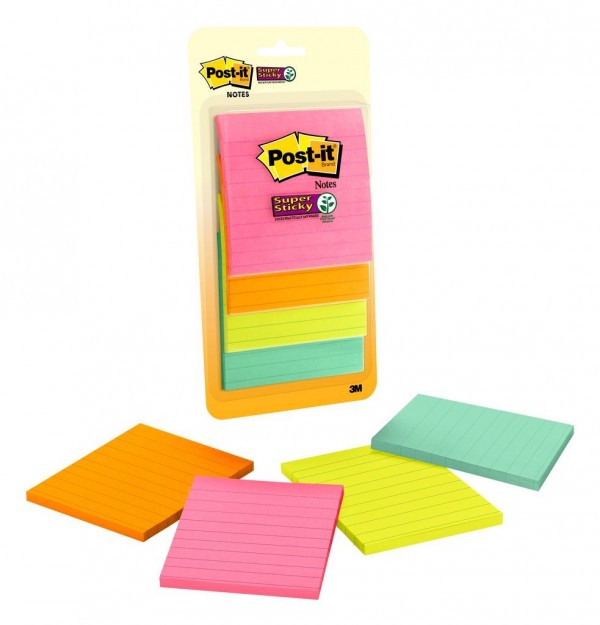 Post-it® Super Sticky Notes, 4421-4SSMX, 4 in x 4 in (101 mm x 101 mm)