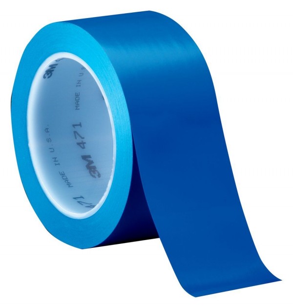 3M™ Vinyl Tape 471 Blue, 1/4 in x 36 yd 5.2 mil, 3 rolls per box 12 boxes per inner 4 per case Boxed