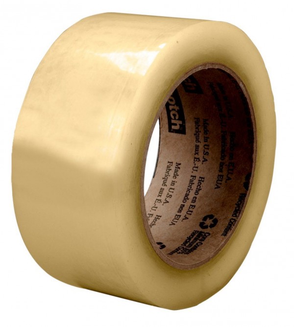 Scotch® Recycled Corrugate Box Sealing Tape 3071 Clear, 48 mm x 100 m, 36 rolls per case Bulk