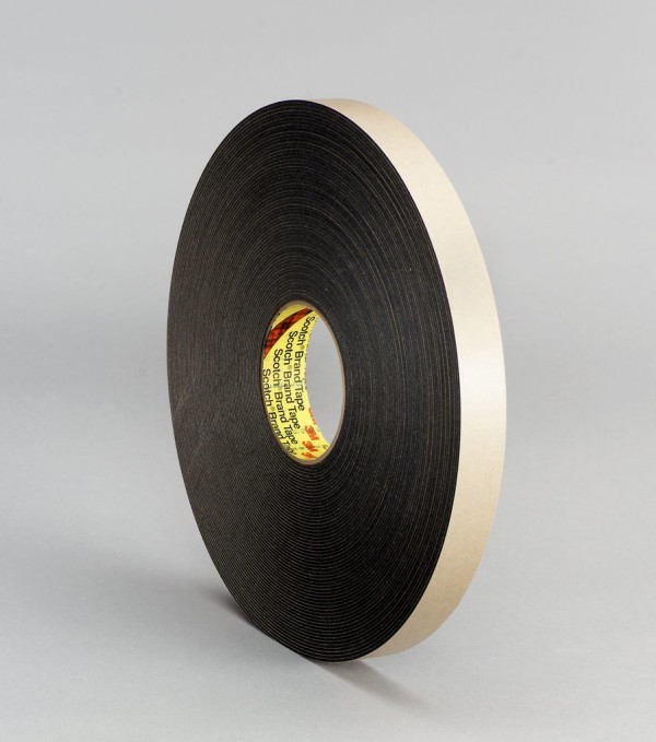 3M™ Double Coated Polyethylene Foam Tape 4496 Black 3/8 in x 36 yd, 24 rolls per case