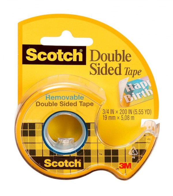 Scotch® Removable Double Sided Tape 238, 3/4 in x 200 in (19 mm x 5.08 m)